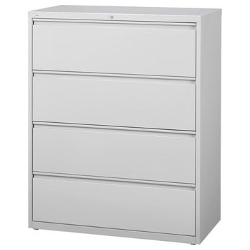 Scranton & Co 4-Drawer Modern Metal Lateral File Cabinet in Light Gray