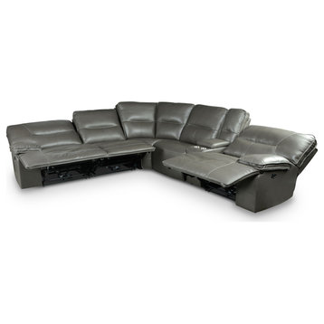 Ellery Charcoal Faux Leather 6-Piece Power Reclining Sectional