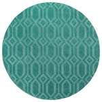 Livabliss - Metro Solid and Border Emerald Area Rug, 9'9" Round - Hypnotizing in elements of both hue and design, this dazzling rug offers an utterly exquisite addition to your space. Hand loomed in 100% wool with a mesmerizing multi line pattern in captivating coloring, this perfect piece will effortlessly embody both trend and sweet sophisticated charm from room to room within any home decor. Maintaining a flawless fusion of affordability and durable decor, this piece is a prime example of impeccable artistry and design.
