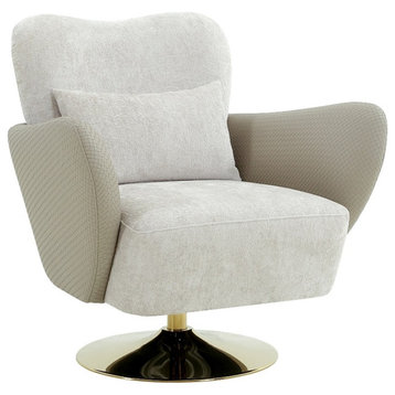 Pasargad Home Mercer Upholstered Swivel Lounge Chair Beige