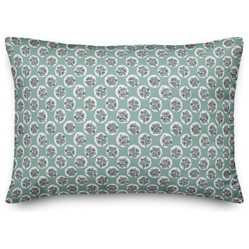 Guardian Angel Pattern in Blue Throw Pillow