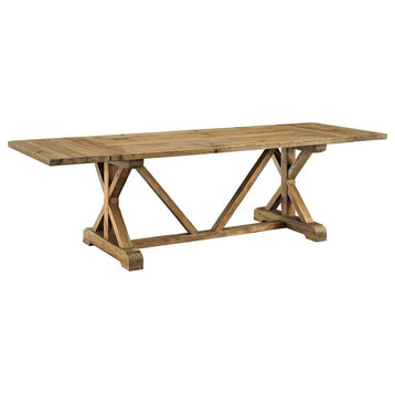 Modern Contemporary Country Western Cabin Ex3dable Dining Table, Brown, Wood