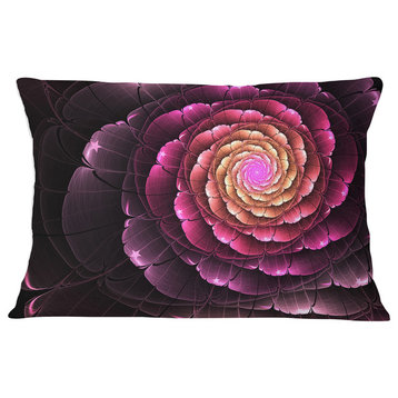 Fractal Flower Light Purple Digital Art Flower Throw Pillow, 12"x20"