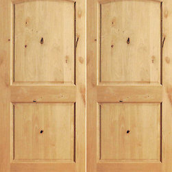 S/W-95 Interior Knotty Alder 2 Panel Arch Top Panel Double Door - Interior Doors