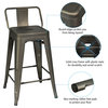 Costway Set of 4 Low Back Metal Counter Stool Industrial Bar Stools