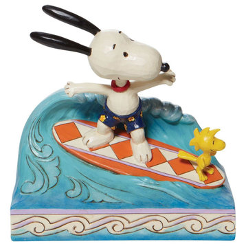Jim Shore Cowabunga! Polyresin Snoopy Woodstock Surfing 6010114