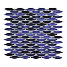 SomerTile Pescado 12" x 12.5" Porcelain Mosaic Tile, Glossy Azul