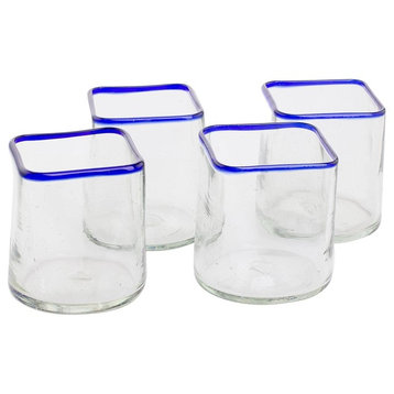 Novica Lakeside Recycled Glass Juice Glasses, Set of 4