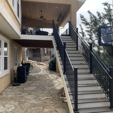 New Composite Deck with Shed Roof Style Deck Cover and Closed Deck Stairs
