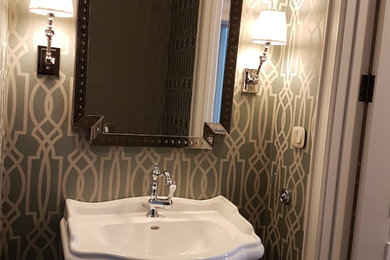 Inspiration for a transitional powder room remodel in Moscow