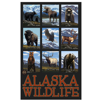 Paul A. Lanquist Alaska Wildlife Collage Art Print, 12"x18"