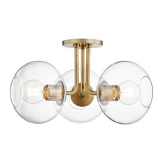Margot 3-Light Semi Flush, Aged Brass