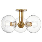 Hudson Valley Lighting - Margot 3-Light Semi Flush, Aged Brass - Though it comes in a variety of forms, one thing stays the same about Margot: Its transparent glass shade is not a perfect circle, and the pretty Bulbs (Not Included) underneath it is, making for a contrast both elegant and subtle.