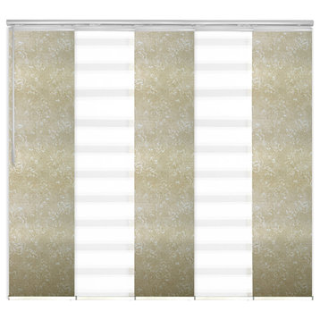 Blanched White-Sage 5-Panel Track Extendable Vertical Blinds 58-110"x94"