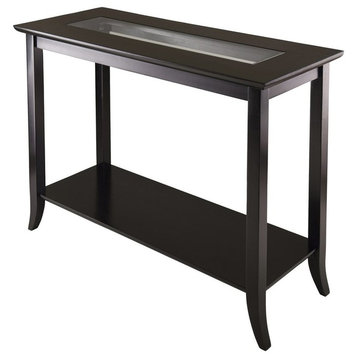Winsome Wood Genoa Rectangular Console Table With Glass And Shelf