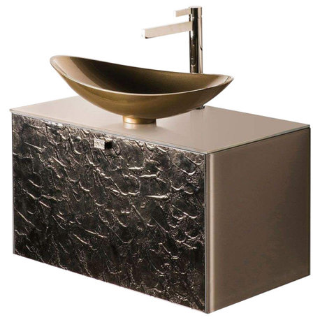 Ora Luxury Murano Glass Single Bathroom Vanity 30", Bronze