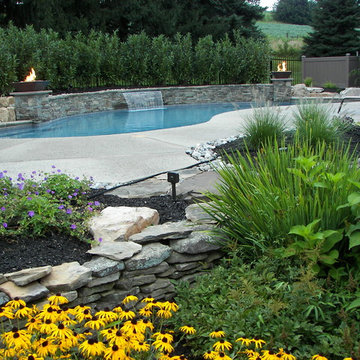 Weisenberg Township Custom Pool with Sheer Descent Waterfall