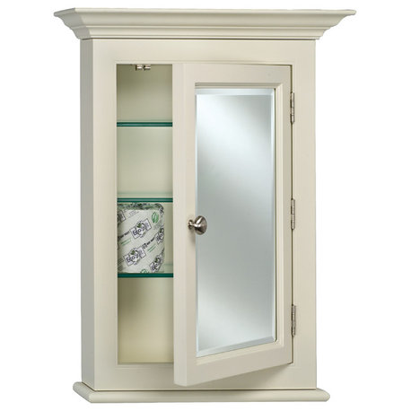 Wilshire II 7" Deep Semi Recessed Medicine Cabinet With Crown Moulding, 22"x27"