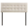 Modern Contemporary Queen Size Fabric Headboard, Ivory Fabric