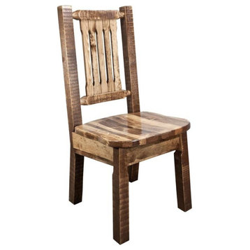 Montana Woodworks Homestead Solid Wood Side Chair with Ergonomic Seat in Brown
