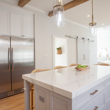 Transitional Kitchen Featuring Rift Cut Oak Accents