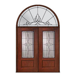Prehung Transom Double Door 80 Fiberglass Marsais 3/4 Lite Glass - Front Doors