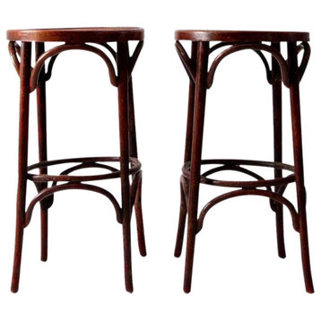 Consigned, Vintage Bentwood Stools Pair