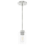Hunter Fan Company - Hunter Hartland Brushed Nickel 1-Light Mini Pendant Ceiling-Light Fixture - For such a small light fixture, the Hartland mini pendant's seeded glass makes a shining impact. No matter the bulbs you choose, the clear seeded glass catches your eye as it sparkles from the rays of light. Combine the Hartland mini pendant light with other members of its collection for a well-rounded, stunning look.