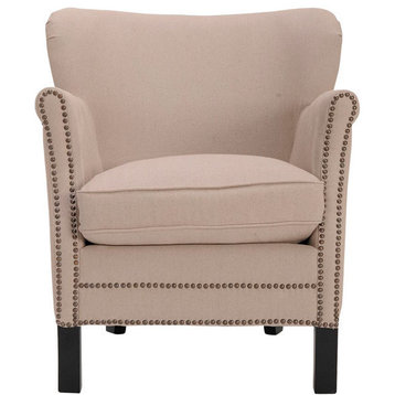 Ann Arm Chair With Brass Nail Heads Taupe