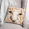 Autumn Leaves with Painted Cow 18x18 Spun Poly Pillow