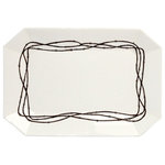 Paseo Road by HiEnd Accents - Barbwire Serving Platter - The Barbwire Serving Platter features embossed barbwire in rich brown over classic off-white ceramic. This set is part of the larger HiEnd Accents Barbwire collection which combines classic barbwire with rustic design elements for an affordable statement of rustic luxury.