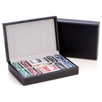 Poker Set With 200 11.5g Poker Set, Black Leather Case