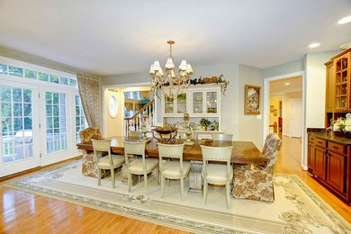 Kitchen/dining room combo - huge traditional medium tone wood floor kitchen/dining room combo idea in Baltimore