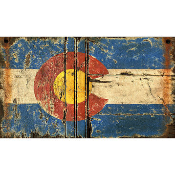 Colorado Flag Vintage Wooden Sign, 20"x32"