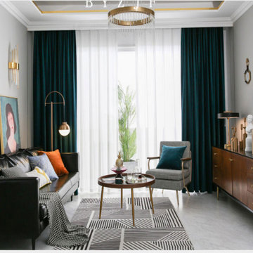 Deep teal Green Velvet Curtain