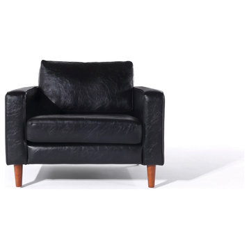 Cosmic Modern Contemporary Leather Armchair, Black, Arm Chair