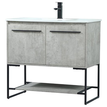 Elegant Decor Sloane 36" MDF and Steel Single Bathroom Vanity in Concrete Gray