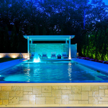 Hinsdale, IL Rectilinear Pool with Hot Tub Inside and Infinity Edge
