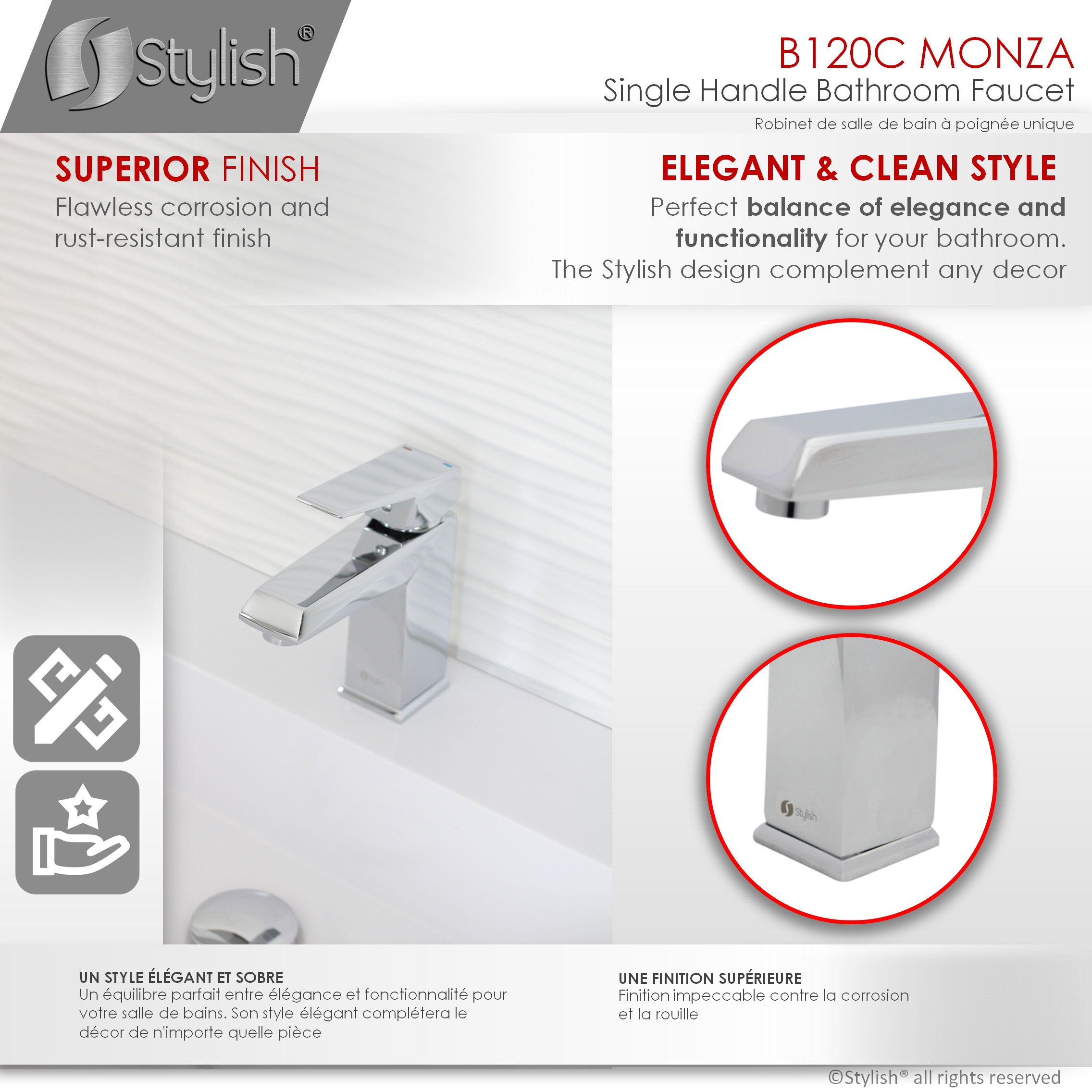 STYLISH Single Hole Bathroom Faucet