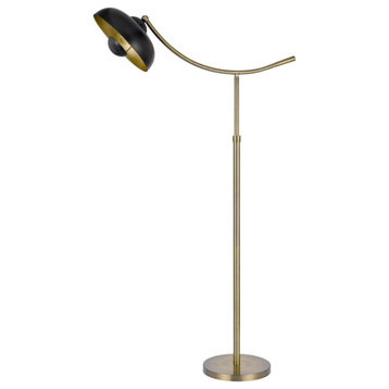 66" Adjustable Arc Floor Lamp, Dome Shade, Dark Bronze, Antique Brass