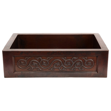 33" Single Well Copper Farmhouse Kitchen Sink - Ivy by SoLuna