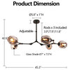 Modern Full-angle Adjustable Chandelier With Smoked Glass Shades, 5 Light