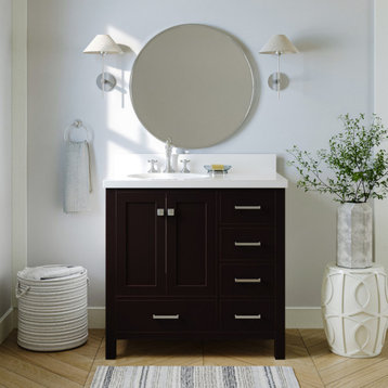 ARIEL Cambridge 36" Left Offset Single Sink Bathroom Vanity Base Espresso