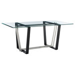 Armen Living - Kai 72" Glass Tabletop Dining Table Black and Stainless Steel Base - Give a sleek and stylish update to your dining space with our Kai Rectangular Dining Table in Glass top and Black Iron and Brushed Stainless Steel base by Armen Living. Playing with clean lines and contrasting finishes, our dining table brings modern drama and elegance to your home. The rectangular, glass tabletop beautifully balances on a sleek metal base. The sharp angles and contrasting stainless steel finish lend a touch of polish and definition to our dining table. Chic and versatile, the Kai dining table can serve as the perfect complement to your kitchen, dining room, or living space. This rectangular table is generously proportioned to comfortably seat up to 6 people. Enjoy casual and formal meals around this statement piece as it both blends and refines your home decor. The table is crafted from high-quality material to ensure durability and aesthetic for years to come. The Kai Rectangular Dining Table is available in a Glass tabletop with a Matte Black Iron and Brushed Stainless Steel base or Brushed Gold and Stainless Steel base, to add a perfect touch of polish and sophistication to your home.