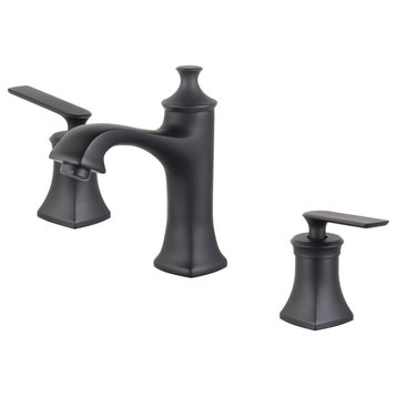 Aversa Double Handle Matte Black Widespread Bathroom Faucet With Drain Assembly