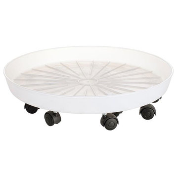 Alfresco Home 22" Resin Saucer with Attached Rollers in Natural