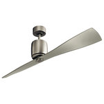 Kichler - 60" Ferron Fan, Brushed Nickel/Clear Champagne Blades - The unique, minimalist silhouette of this 2 blade 60" Ferron fan creates a strong impact. The tailored, Brushed Nickel finish and angular design of this fixture will elevate and enhance the styling in your home.