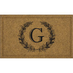Mohawk Home - Mohawk Home Laurel Monogram G Natural 1' 6" X 2' 6" Door Mat - Fashion and function meet in this stunning monogram doormat - ideal for porches, patios, mud rooms, garages, and more. Built tough with the dependable durability that you have come to trust from Mohawk, this mat is up for the challenge! Crafted in the U.S.A., these doormats feature an all-weather thick, coarse synthetic face, like natural coir, that is specially designed to trap dirt and absorb water. Finished with a sturdy, recycled rubber backing, this sustainable style is also ecofriendly and a perfect choice for the conscious consumer.