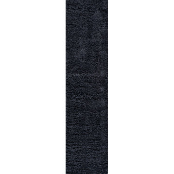 Groovy Solid Shag Rug, Dark Gray, 2'x10'