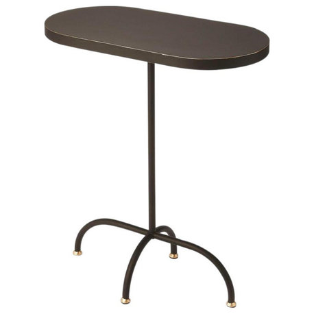 End Table Side Modern Contemporary 4-Leg Base Gold Distressed Black